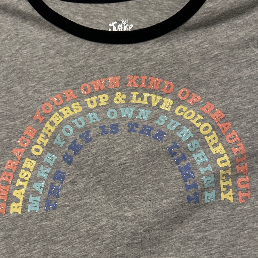 Justice Heather Gray Tee with Black Accents - Picture 3 of 8